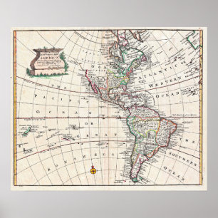 Poster 1747 Mapa Bowen da América do Norte e da América d