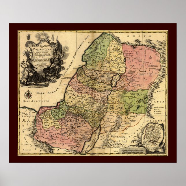 Pôster 1759 Mapa De Israel Antigo Com As 12 Tribos (Frente)