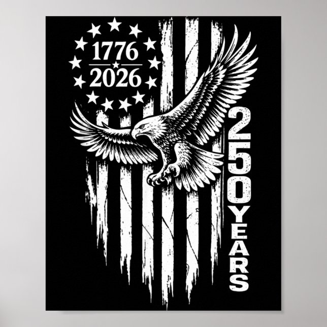 Poster 1776 2026 250 Anos Águia Patriótica Bandeira Ameri (Frente)