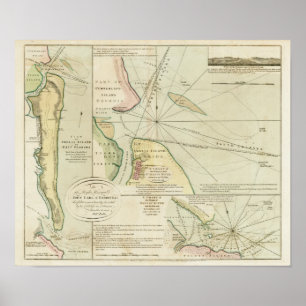 Pôster 1790 carta os rios de St Mary e de Nassau