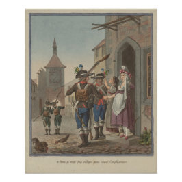 Pôster 1793 Basel Victorian Swiss Ladies Soldier Art
