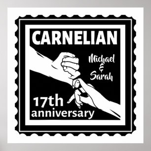 Poster 17.º aniversário de casamento preto e branco