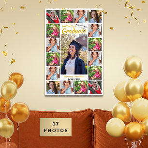 Poster 17 Colagem de Fotos Dourado Parabéns Graduado Bran