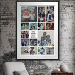 Poster 17 Colagem de Fotos e Texto - Pode Editar Branco<br><div class="desc">Um design com fundo preto básico. Use até 17 fotos quadradas para criar um presente exclusivo e pessoal. Se precisar ajustar as fotos,  clique na ferramenta personalizar para fazer alterações.</div>