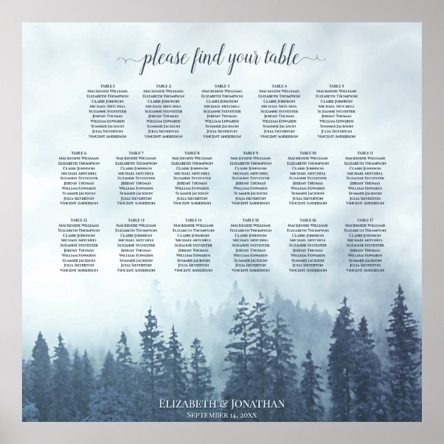 Poster 17 Gráfico de Casamento de Florestas de Pinheiros  (Frente)