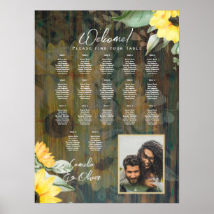 Poster 17 Table Rustic Wood SUNFLOWERS PHOTO SEATING
