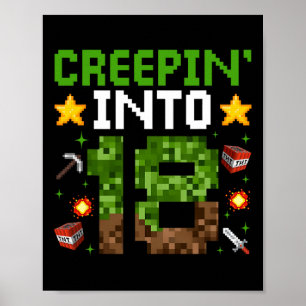 Poster 18º Aniversário Gamer Pixel Creepin" Em 18 Vídeo G