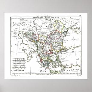 Pôster 1806 mapa - d'Europe de Turquie do La