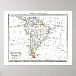 Pôster 1806 mapa - L'Amérique Méridionale