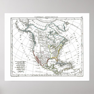 Poster 1806 mapa - L'Amérique Septentrionale