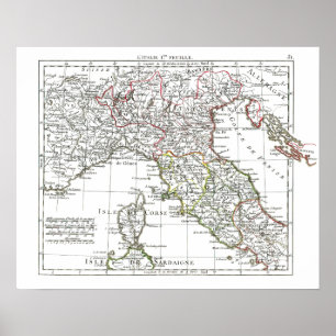 Pôster 1806 mapa - L'Italie 1ere Feuille