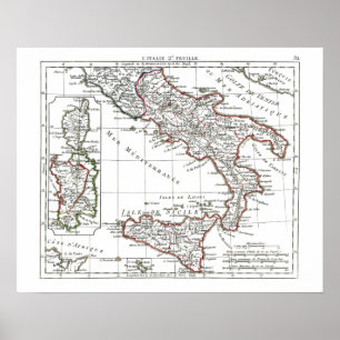 Pôster 1806 mapa - L'Italie 2e Feuille