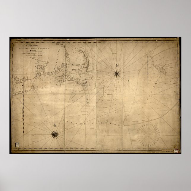 Poster 1813 Mapa de Nantucket Shoals & George's Bank, MÃE (Frente)