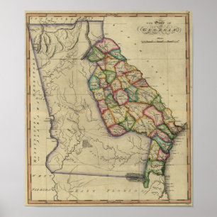 Poster 1817 os Estados da Geórgia do atlas de Samuel