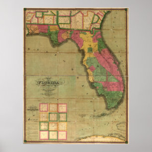Pôster 1829 Map of Florida