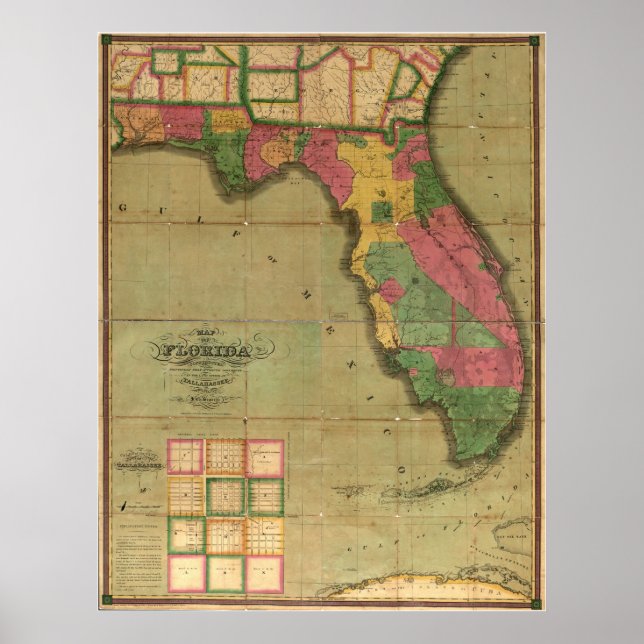 Pôster 1829 Map of Florida (Frente)