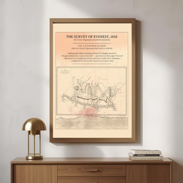 Poster 1858 Everest Survey Map — Modern Fine Art (Criador carregado)