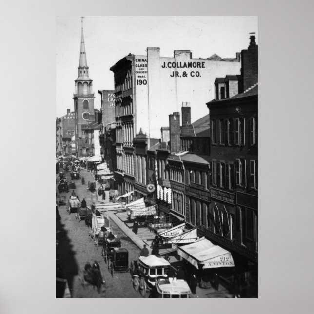 Poster 1859: Tráfego e compras na Rua Washington (Frente)