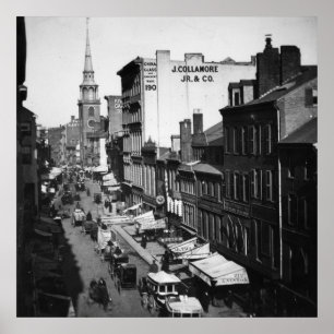 Poster 1859: Tráfego e compras na Rua Washington