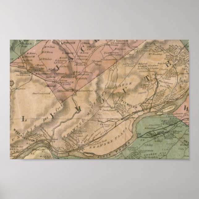 Poster 1864 Map, Luzerne County, Pennsylvania (Frente)