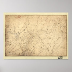 Pôster 1864 movimentos de tropa Chattanooga do mapa da