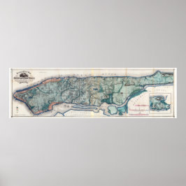 Poster 1865.Mapa Topográfico da Cidade de Nova York