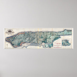 Poster 1865.Mapa Topográfico da Cidade de Nova York