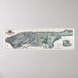 Poster 1865.Mapa Topográfico da Cidade de Nova York