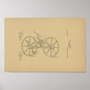 Pôster 1869 Vintage Bicycle Velocipede Patent Art Impress