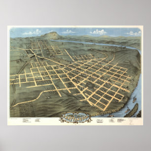 Pôster 1871 Chattanooga, mapa panorâmico da opinião de