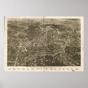 Pôster 1876 Philadelphfia, mapa panorâmico da opinião d