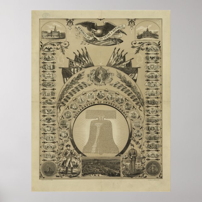 Pôster 1876 Reprodução Declaração de Independência (Frente)