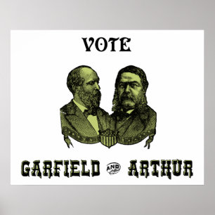 Pôster 1880 voto Garfield e Arthur, verdes