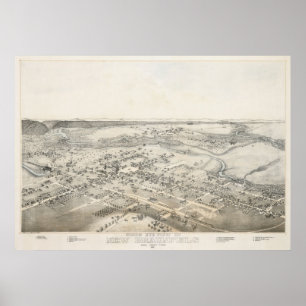 Pôster 1881 Novas Bronfels TX Aves Olhos Ver Mapa Panorâm