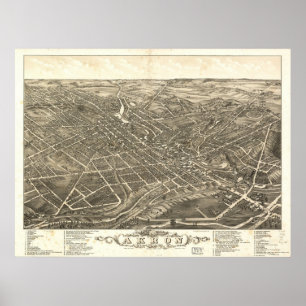 Pôster 1882 mapa panorâmico da opinião de olho de