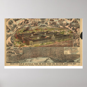 Poster 1883 mapa panorâmico da opinião de olho de