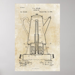 Poster 1885 do impressão da patente do pote do