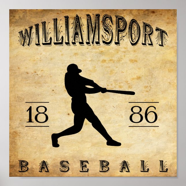 Pôster 1886 Williamsport Pennsylvania Baseball (Frente)