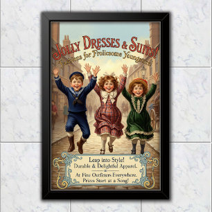 Poster 1890 Roupas de Criança Jolly Publicidade Vintage