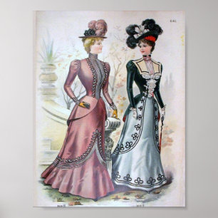 Pôster 1890's da forma das mulheres do vintage