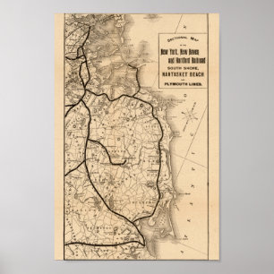 Poster 1893, Mapa, New Haven Railroad, Vintage