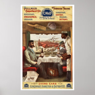 Poster 1894 do carro de jantar do Pullman de CH&D