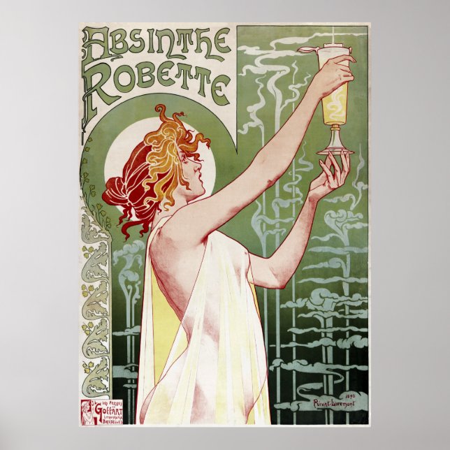 Poster 1895 Art Nouveau Absinthe Robette restaurado (Frente)