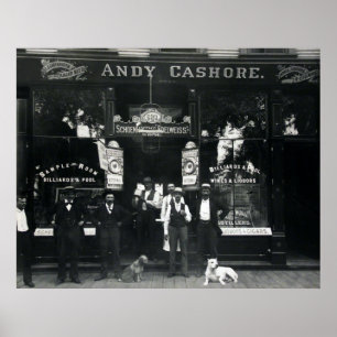 POSTER 1895 CHICAGO SALOON & BILLIARD PARLOR