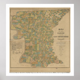 Poster 1895 Mapa da Paróquia de East Baton Rouge, La