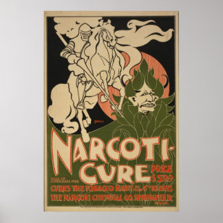 Pôster 1895 Narcoti-cura Curva o hábito do cigarro