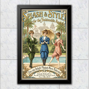 Poster 1895 Roupas de Banho Vintage Chic Oceânico Publici