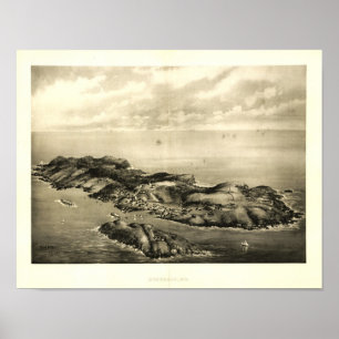 Poster 1896 da opinião da ilha de Monhegan, Maine