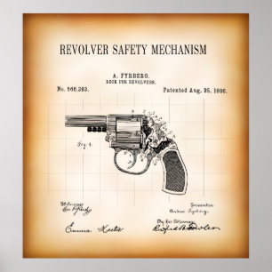 PÔSTER 1896 PATENTE PARA MECANISMO DE SEGURANÇA REVOLVER