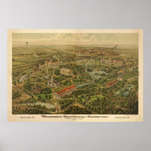 Pôster 1897 Nashville, mapa panorâmico da expo centenár